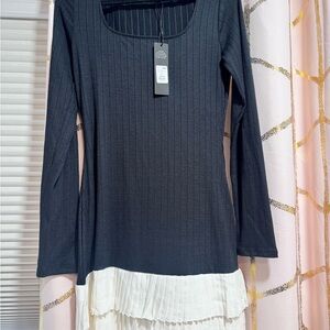 Fashion Nova NWT black Ribbed Dress